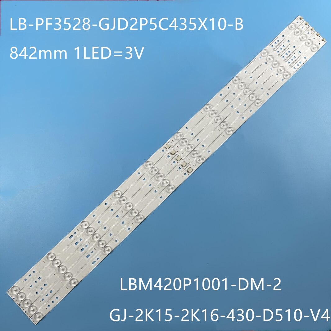 15 개/몫 842.5mm 10 LED * 3V LED 스트립 AOC LE43D1452 LE43S5760 LBM430P1001-AJ-2S LB43003 GJ-2K15-430-D510 GJ-2K16-430-D510
